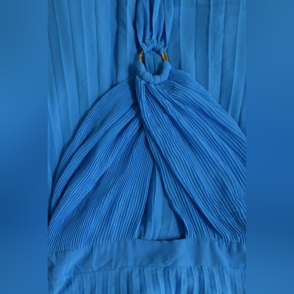Zara Bright Blue Halter Midi Dress - Picture 7 of 9